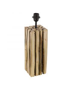 Lámpara de mesa sin pantalla de madera marrón, Kick, con interruptor