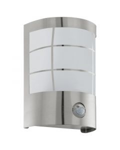 Aplique exterior con sensor de movimiento plateado de acero inoxidable, Aartje, IP44