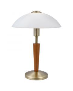 Lámpara de mesa bronce de madera, Miam, con regulador táctil