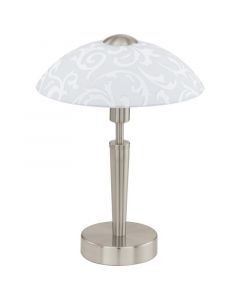 Lámpara de mesa níquel de acero, Adi, con regulador táctil