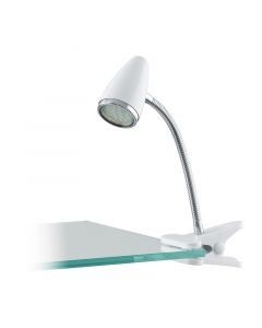 Lámpara de pinza cromada de plástico, Silvie, con interruptor
