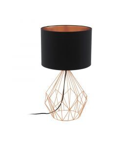 Lámpara de mesa cobre de tela, Anieke, con interruptor
