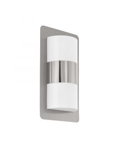 Lámpara exterior plateada de acero inoxidable, Maika, IP44