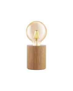 Lámpara de mesa de madera marrón, Yannic, con interruptor