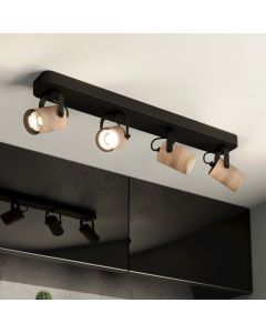 Foco de techo de madera negro, Thierry