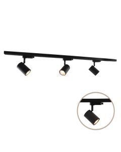 1M sistema iluminación carril monofásico negro + 3 Elena focos de carril