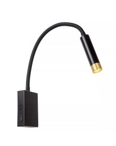 Foco de pared moderno negro, Alec, con interruptor