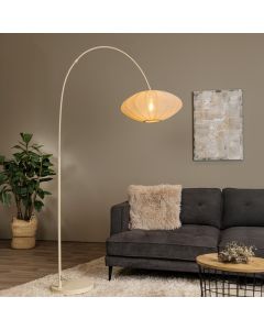 Lámpara de pie moderna beige, Corina, con interruptor
