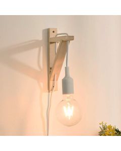 Aplique de madera blanco, Fix, con interruptor