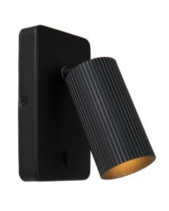 Foco de pared moderno negro, Clubs, con interruptor