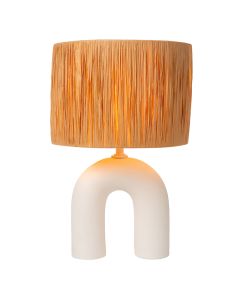 Lámpara de mesa de ratán marrón, Ronda, con interruptor