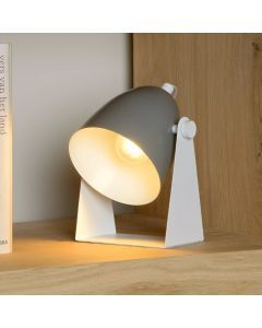 Lámpara de mesa moderna gris, Chago, con interruptor