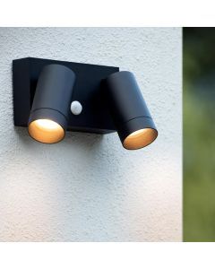 Aplique exterior con sensor de movimiento moderno negro, Taylor, IP54