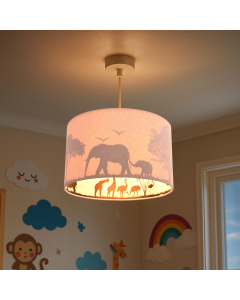 Lámpara colgante infantil rosa de tela, Safari