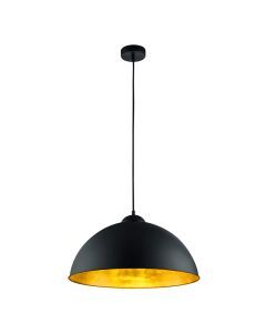 Lámpara media esfera industrial negra, Katja