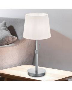 Lámpara de mesa antigua níquel, Niva, con interruptor de cuerda
