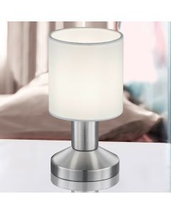 Lámpara de mesa de metal níquel, Nordby, con interruptor