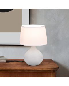 Lámpara de mesa de cerámica blanca, Yesha, con interruptor