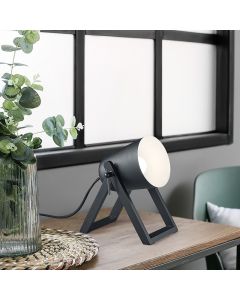 Lámpara de mesa de madera negra, Sacha, con interruptor