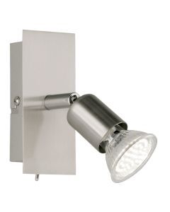Foco de pared de metal níquel, Tembisa, con interruptor