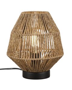 Lámpara de mesa de ratán marrón, Fleurtje, con interruptor
