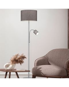 Lámpara de pie moderna gris, Ledbury, con interruptor