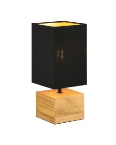 Lámpara de mesa de madera marrón, Job, con interruptor