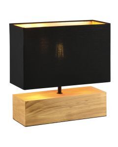 Lámpara de mesa de madera marrón, Job, con interruptor