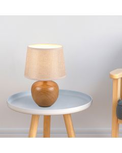 Lámpara de mesa de cerámica beige, Yet, con interruptor