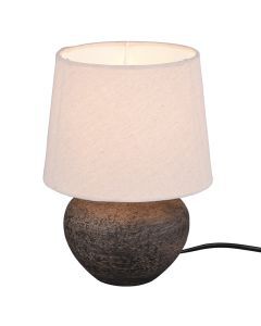 Lámpara de mesa de cerámica marrón, Ulo, con interruptor