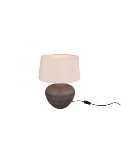 Lámpara de mesa de cerámica marrón, Ulo, con interruptor