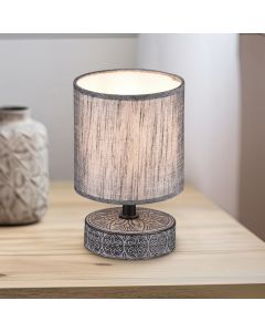 Lámpara de mesa de cerámica gris, Lola, con interruptor