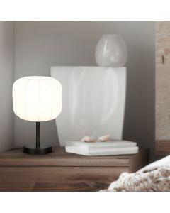 Lámpara de mesa moderna blanca, Metehan, con interruptor