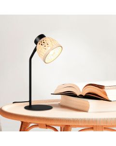 Lámpara de mesa de ratán marrón, Laut, con interruptor