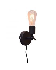 Aplique negro industrial, Bolb, con interruptor