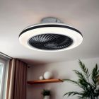 Ventilador de techo negro moderno, Hale, 40W, 3000K LED, con mando a distancia