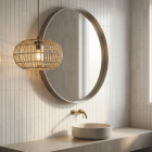 Lámpara colgante baño de ratán marrón, Emilio, IP44