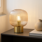 Lámpara de mesa rosa retro, Charlois, con interruptor