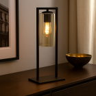 Lámpara de mesa negra industrial, Tonia, con interruptor