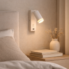 Foco de pared blanco moderno, Tara, con interruptor