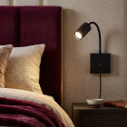 Foco de pared negro moderno, Tibor, con interruptor