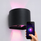 Aplique de pared inteligente negro moderno, Dion, 6W, RGBW LED, IP54