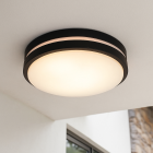 Lámpara de techo exterior con sensor de movimiento negra de plástico, James, IP44