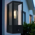 Aplique exterior con sensor crepuscular negro moderno, Senne, IP44