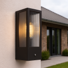 Aplique exterior con sensor crepuscular negro moderno, Senne, IP44