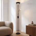 Lámpara de pie de lectura negra moderna, Salvador, 18W, 3000K LED, con interruptor