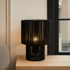 Lámpara de mesa negra rústica, Sanny, con interruptor