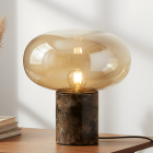 Lámpara de mesa de mármol ámbar, Alan, con interruptor