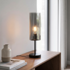Lámpara de mesa gris moderna, Gaya, con interruptor