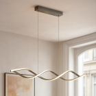 Lámpara colgante plateada diseño, Kuno, 45W, 3000K LED, regulable en 3 pasos